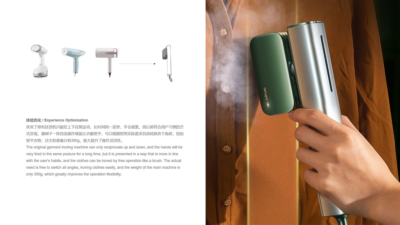 product design，Hanging ironing machine，Ergonomics，concise，steam，Portable，Easy to use，