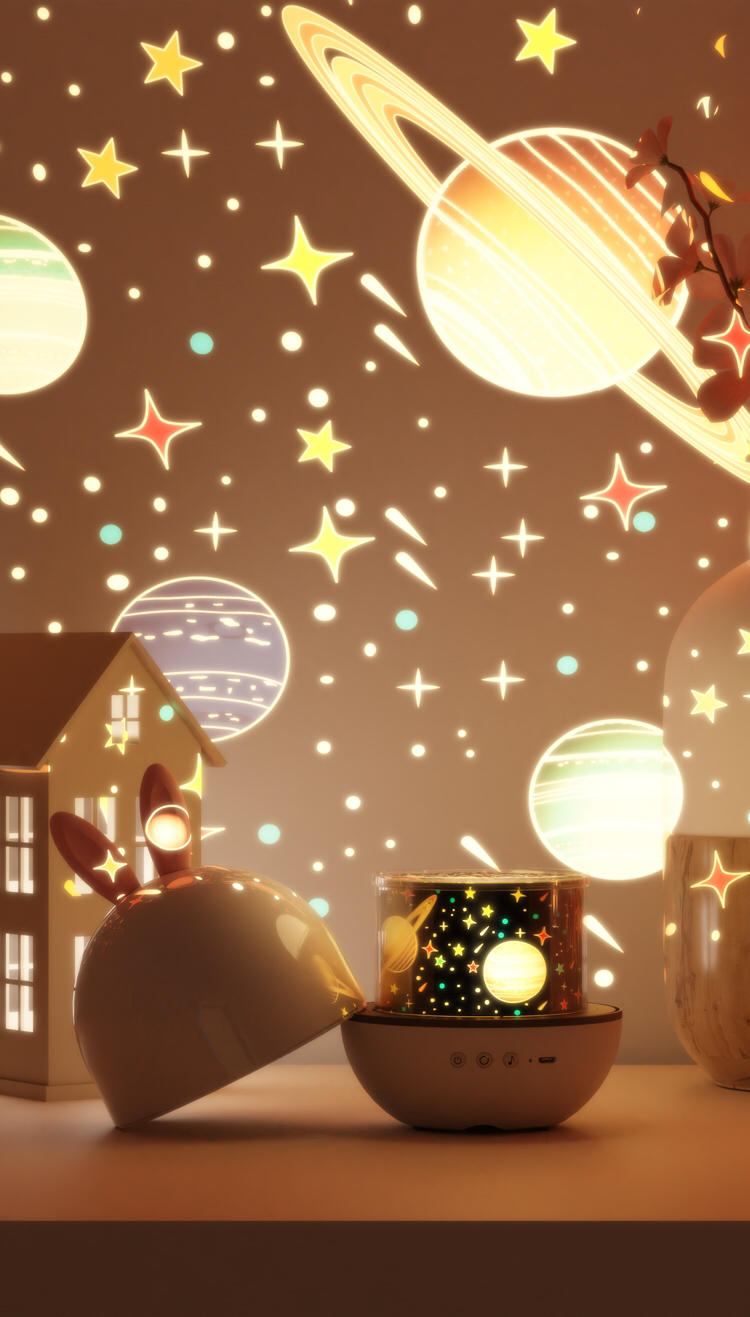 Night light，Star projection lamp，Rendering，