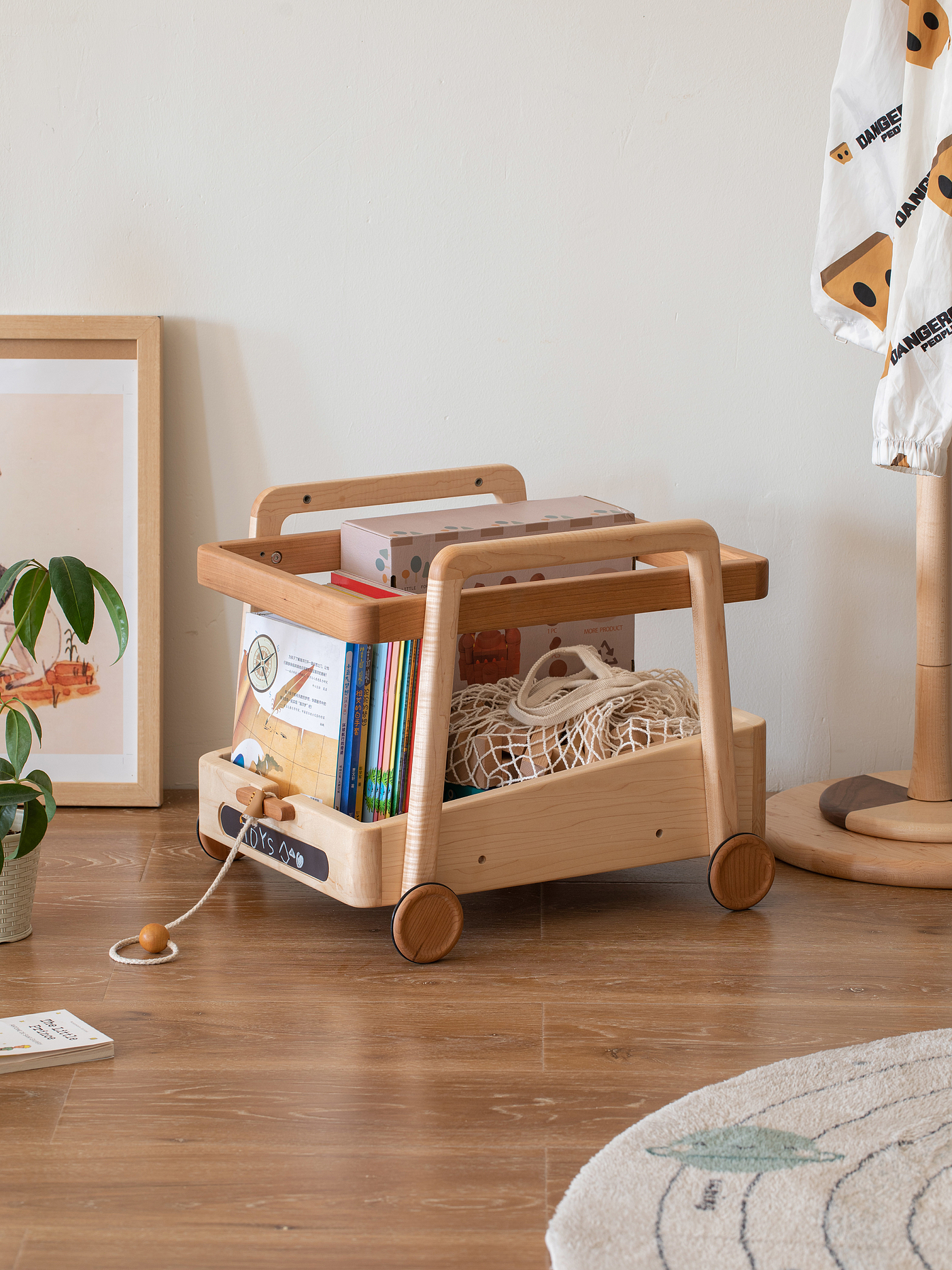 Children's furniture，Solid wood furniture，Original design，furniture design ，Trolley，Storage rack，bookshelf，Toy rack，