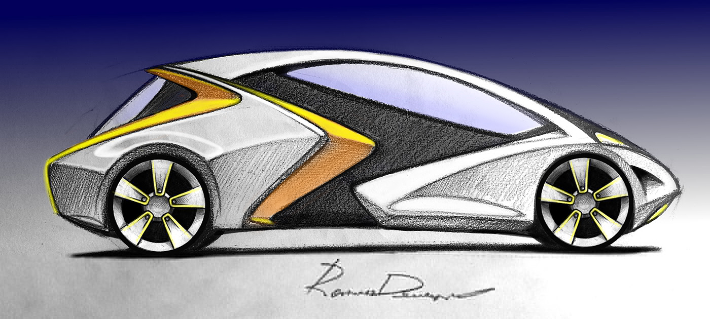 Hand drawn，automobile，painting，sketch，Ubee ，