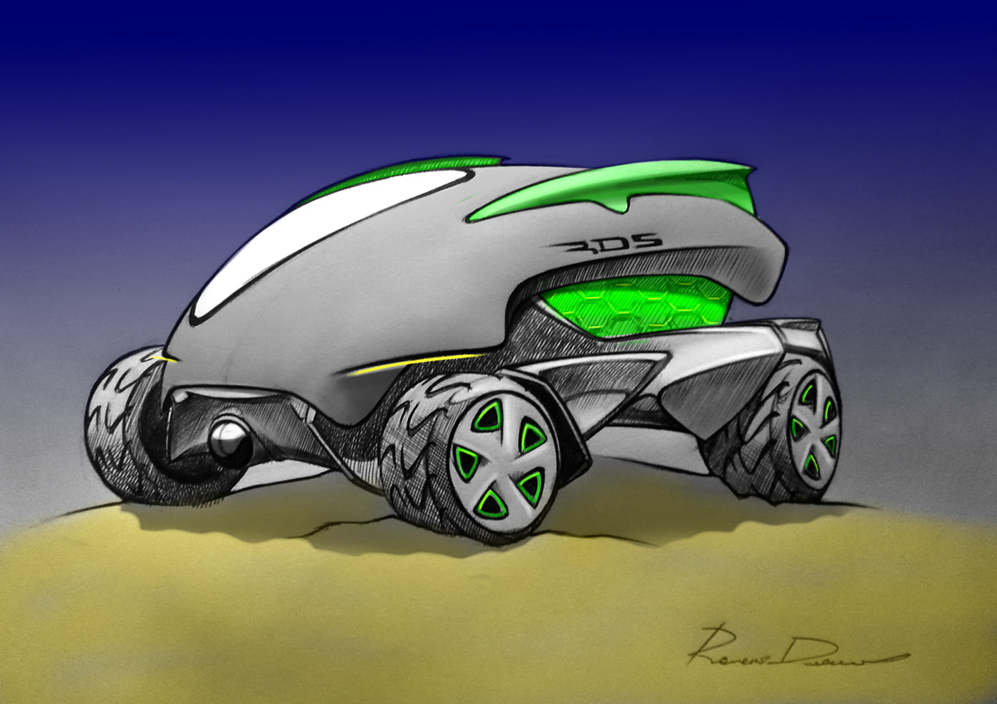 Hand drawn，automobile，painting，sketch，Ubee ，