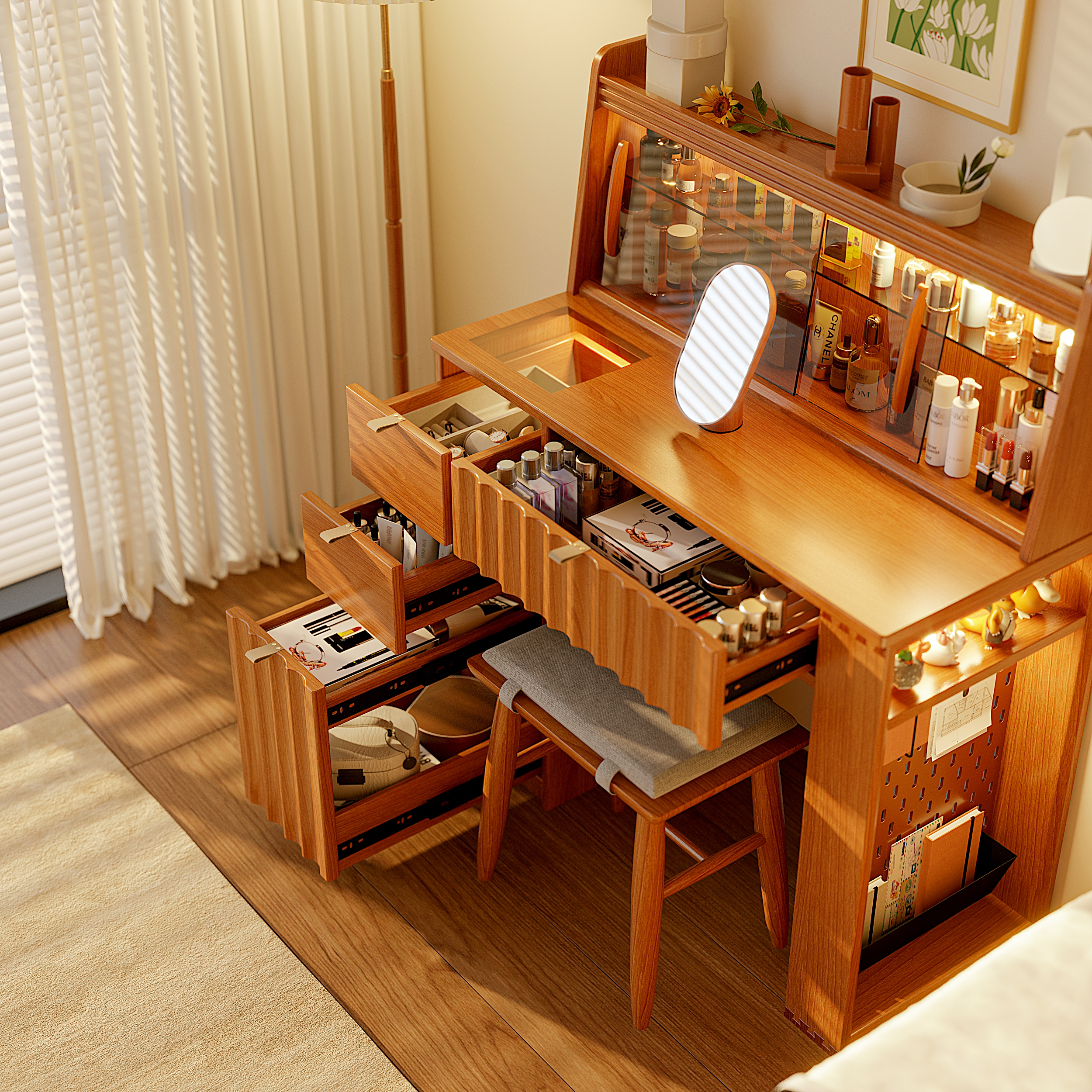 dresser，Cherry wood，bedroom，