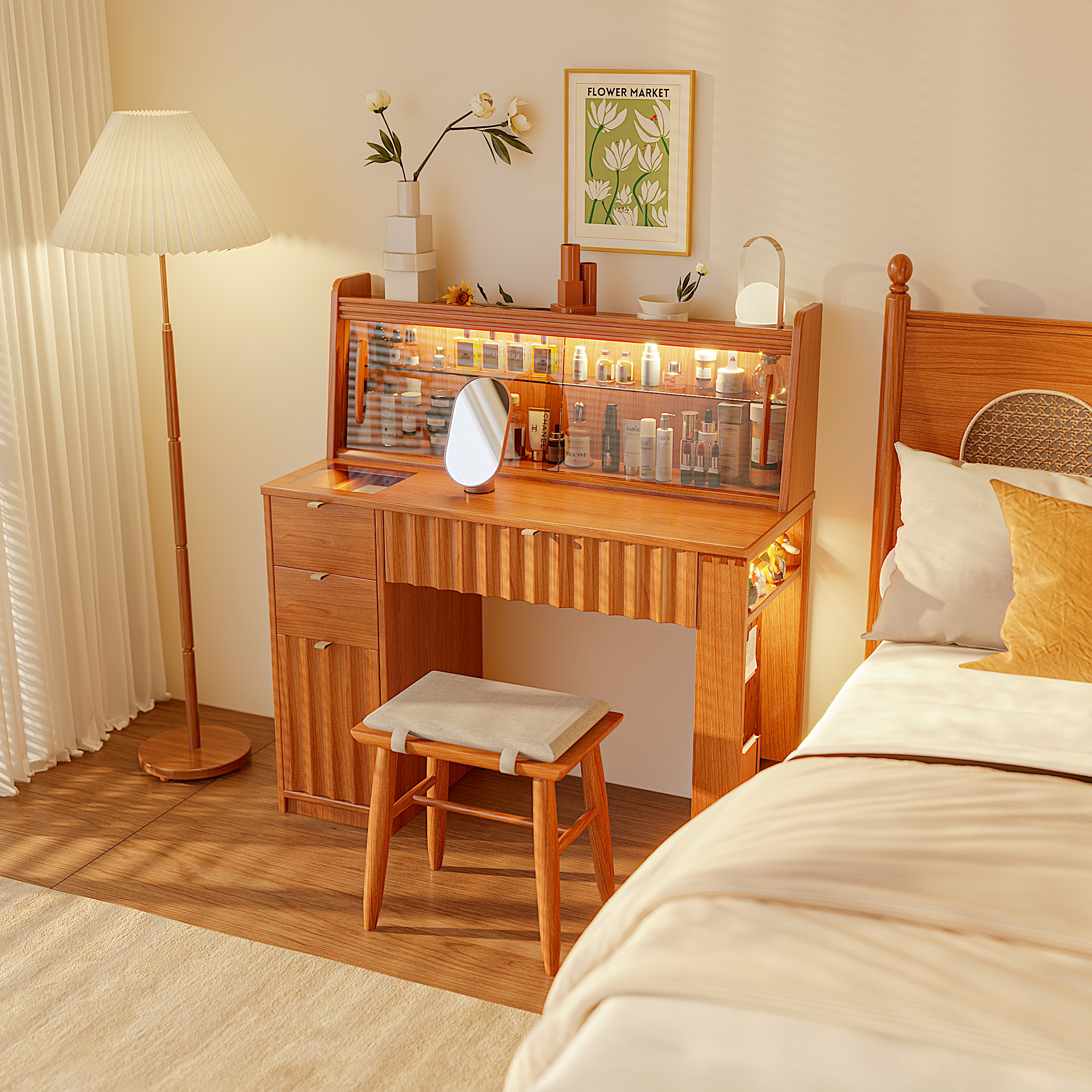 dresser，Cherry wood，bedroom，