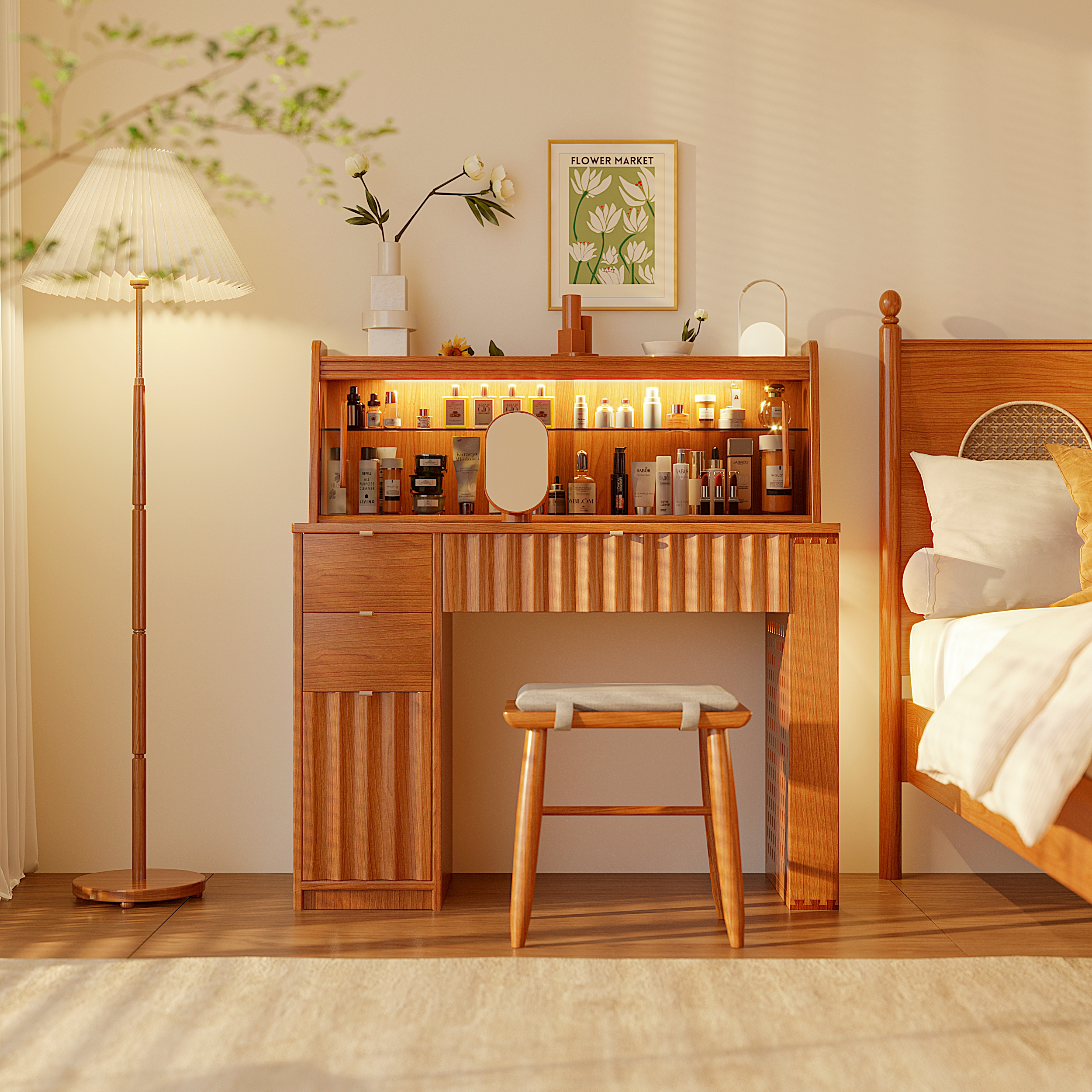 dresser，Cherry wood，bedroom，