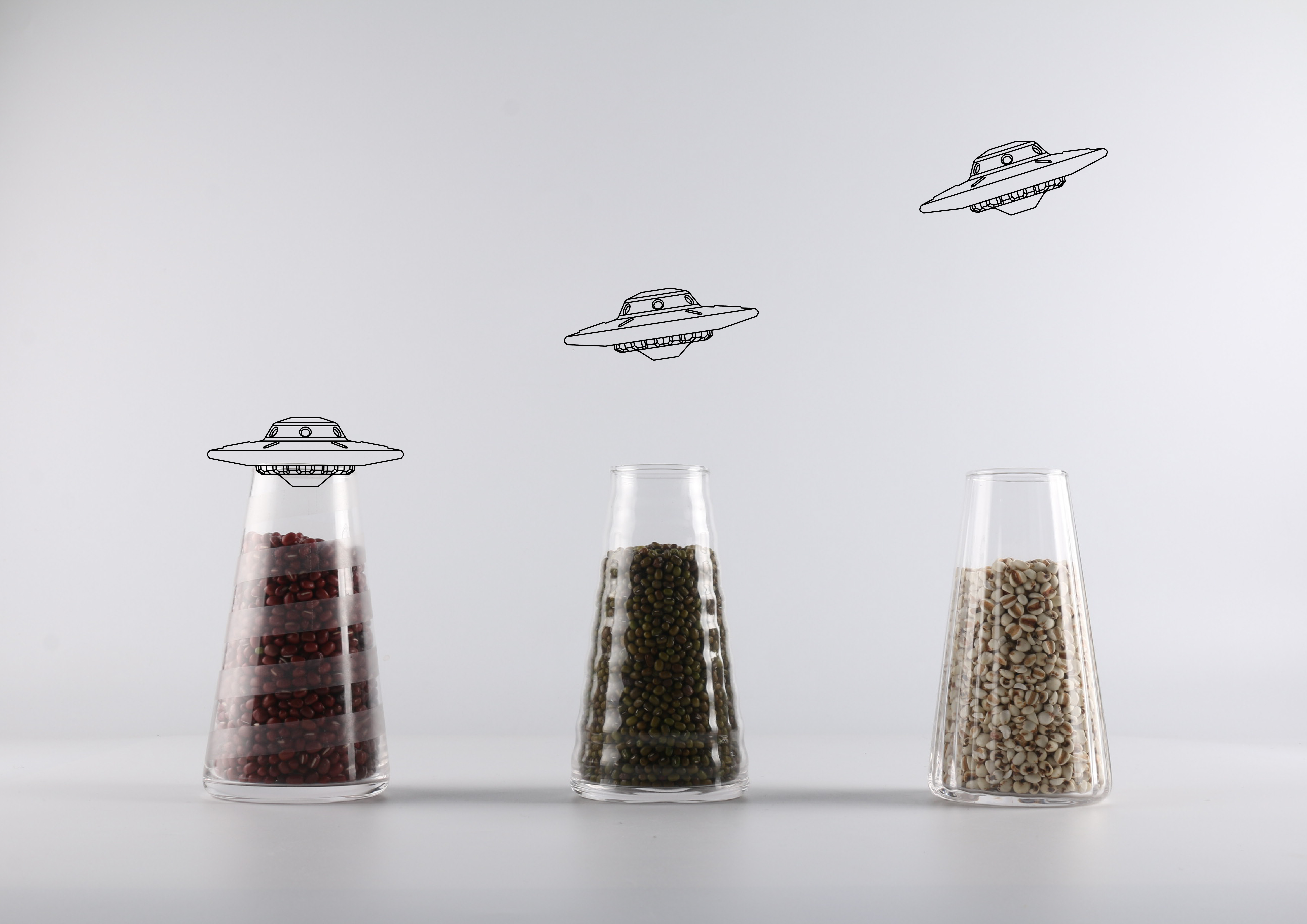 IKEA style，Sense of science and technology，alien，Seasoning jar，ufo，space flight，Glass，