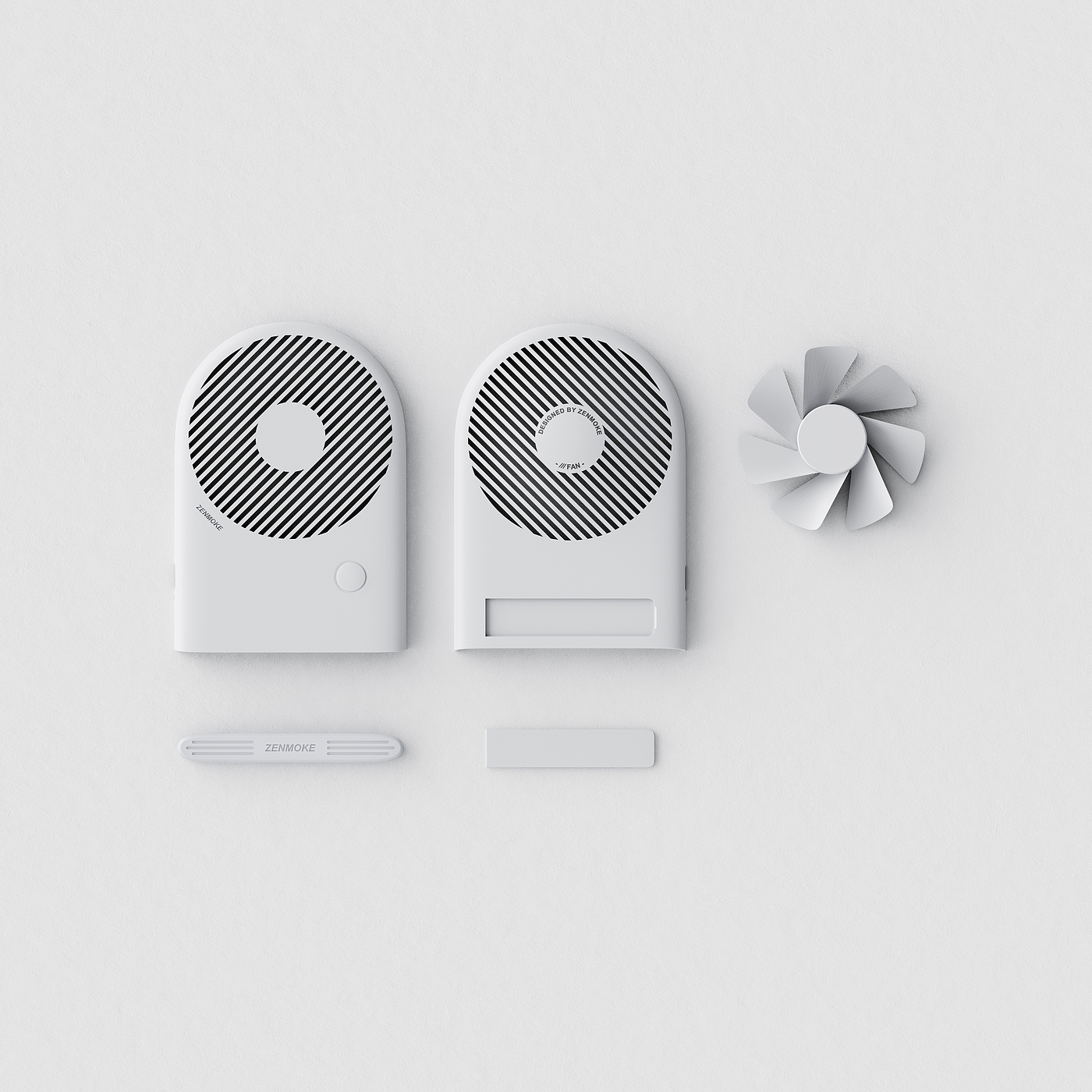 ZENMOKE，industrial design，product design，articles for daily use，Small fan，geometry，aesthetic sense of order，Hand held small fan，