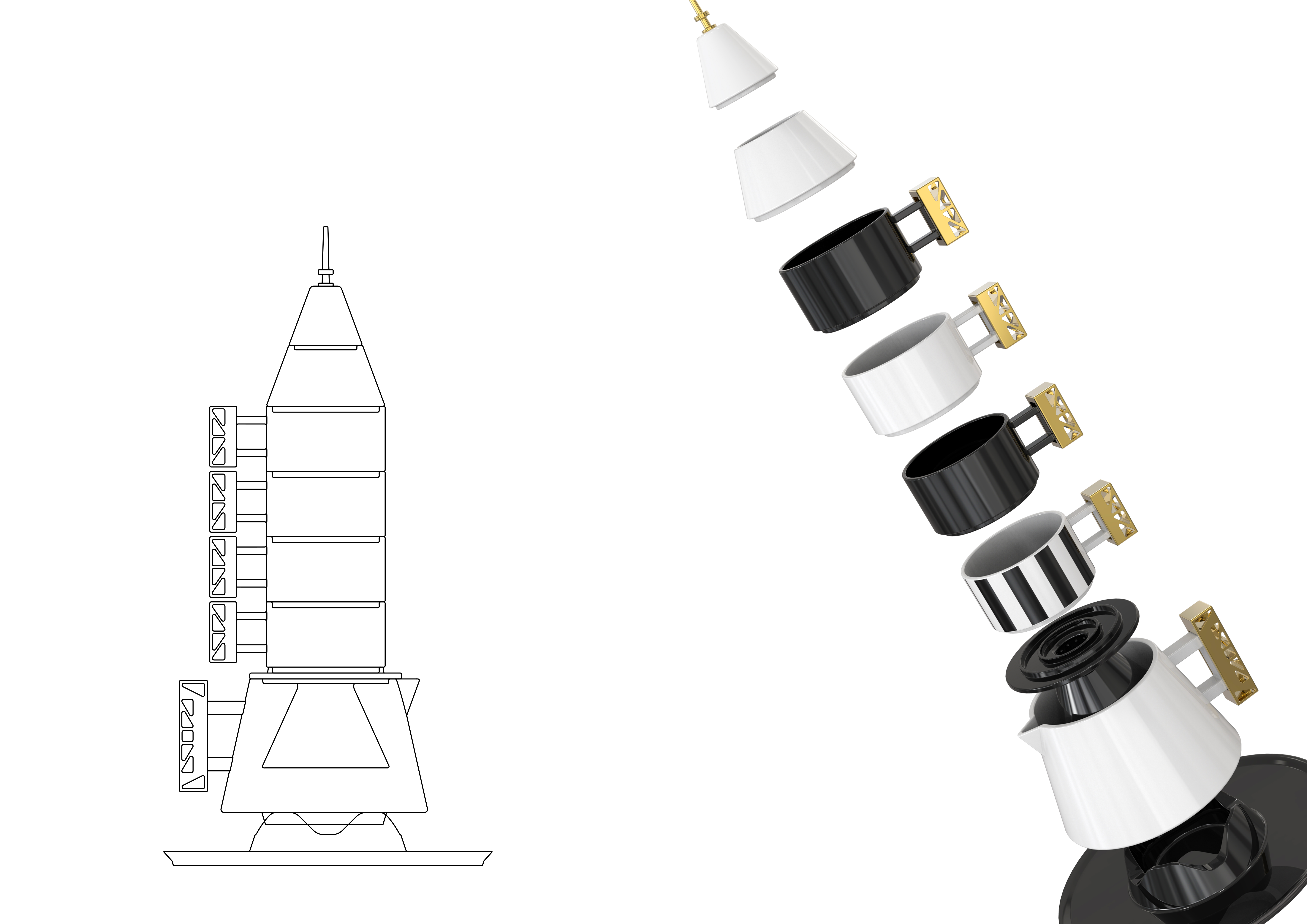 rocket，ceramics，coffee service，