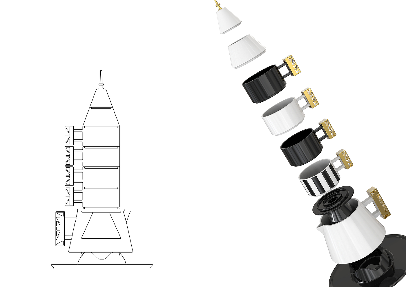 火箭，陶瓷，咖啡具，