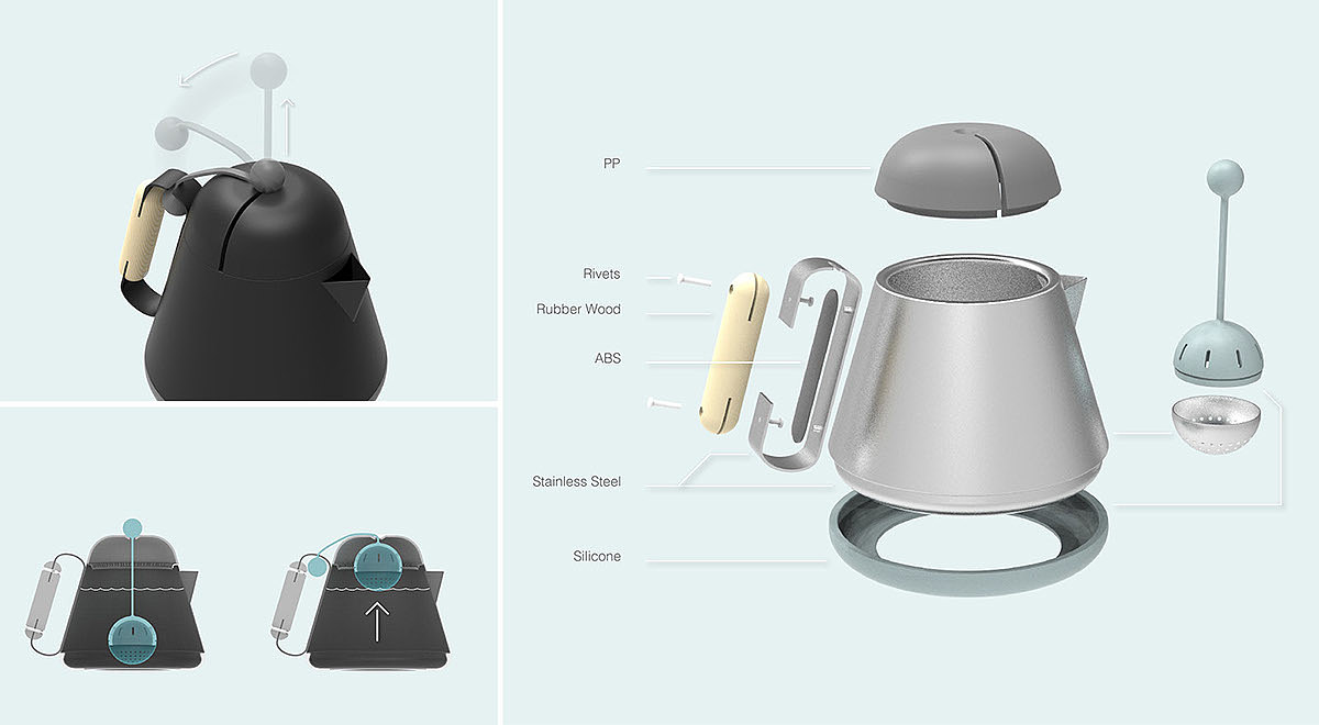 Teako Teapot，product design，teapot，