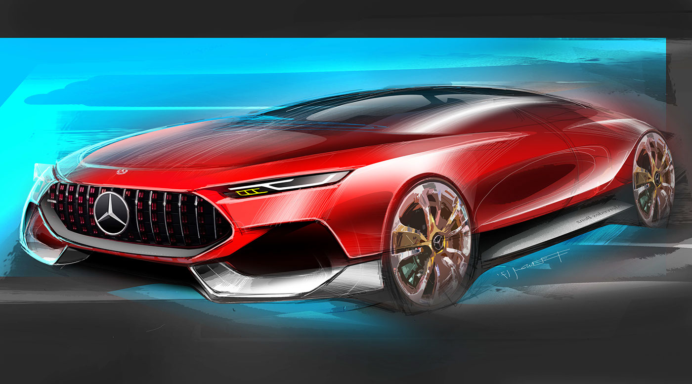 Hand drawn，automobile，painting，Ubee ，outdoors，