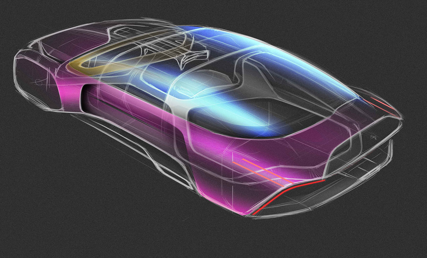 Hand drawn，automobile，painting，Ubee ，outdoors，