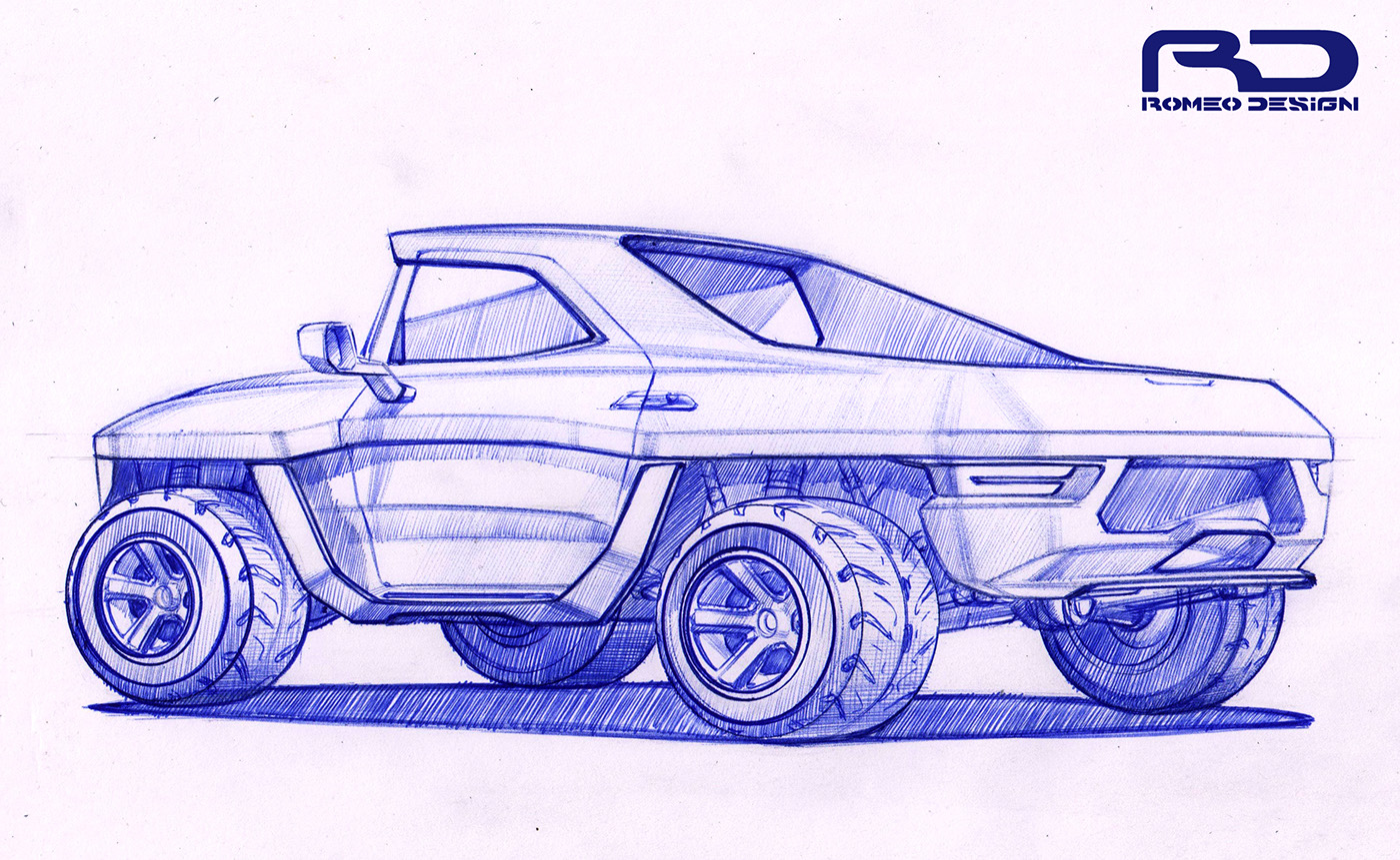 Pickup，Hand drawn car，Pickup hand drawn，