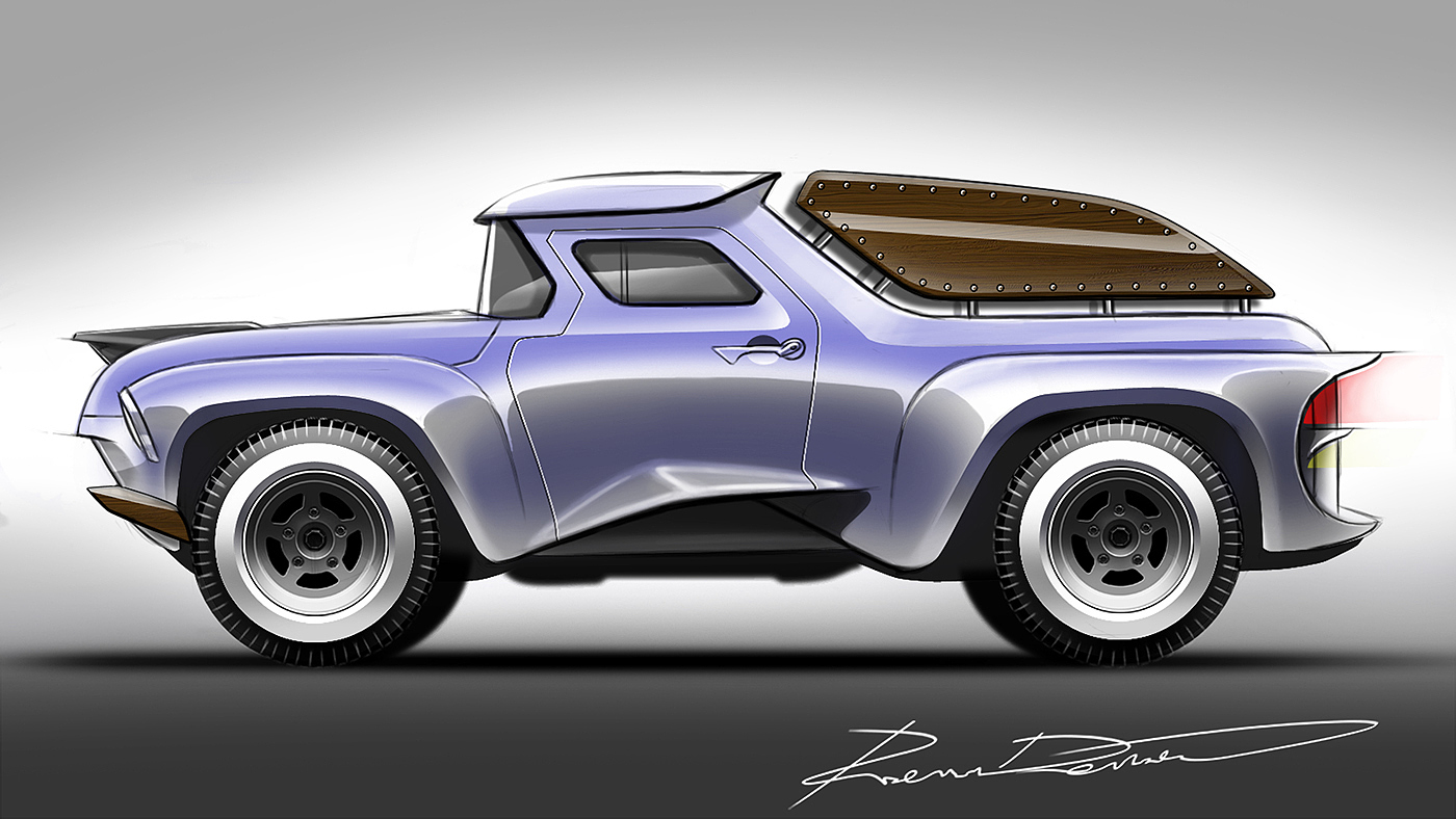 Pickup，Hand drawn car，Pickup hand drawn，