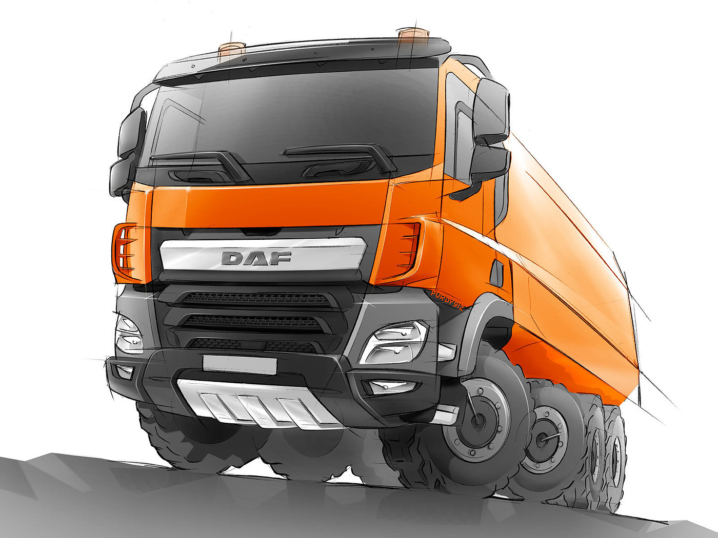 industrial design，product design，construction machinery，vehicle，freight transport，load，truck，Hand drawn sketch，