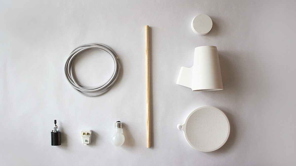 Desk lamp，assemble，wire，Knob socket，Light bulb:，Plug，3D printing，