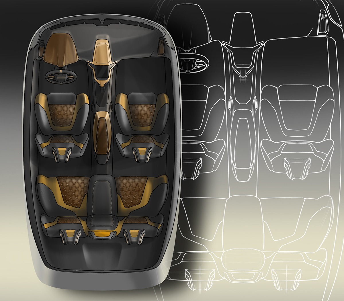 automobile，Interior decoration，city，hatchback ，Hand drawn，