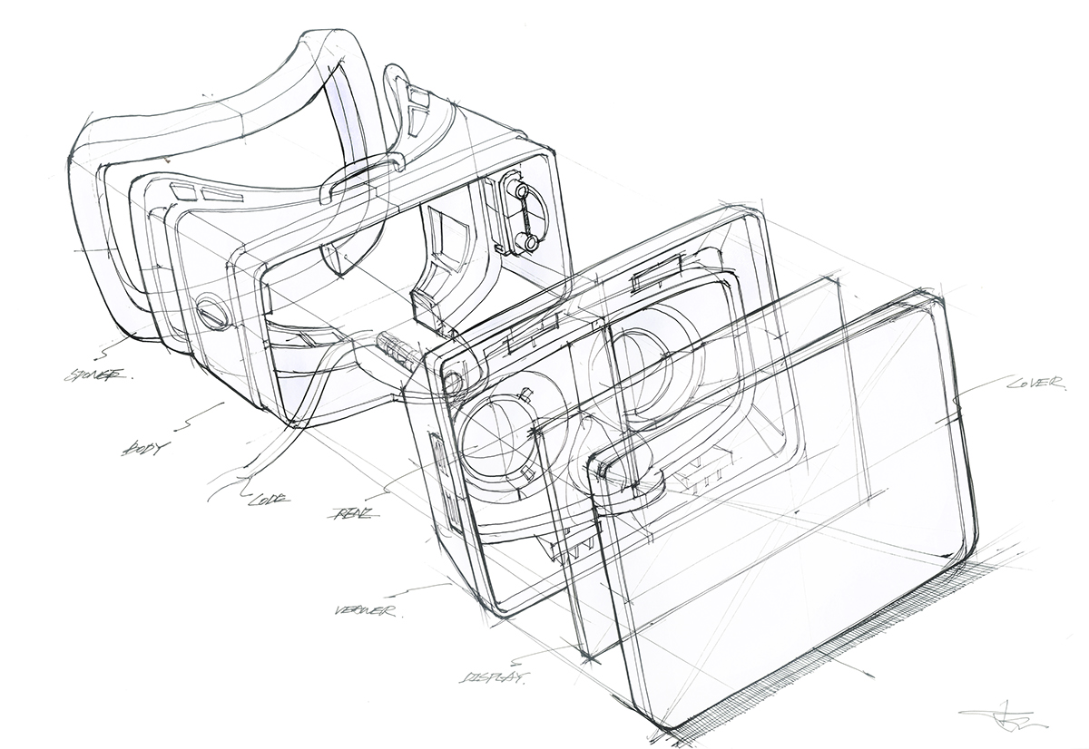 display，Headband，virtual reality，concept，Hand drawn，