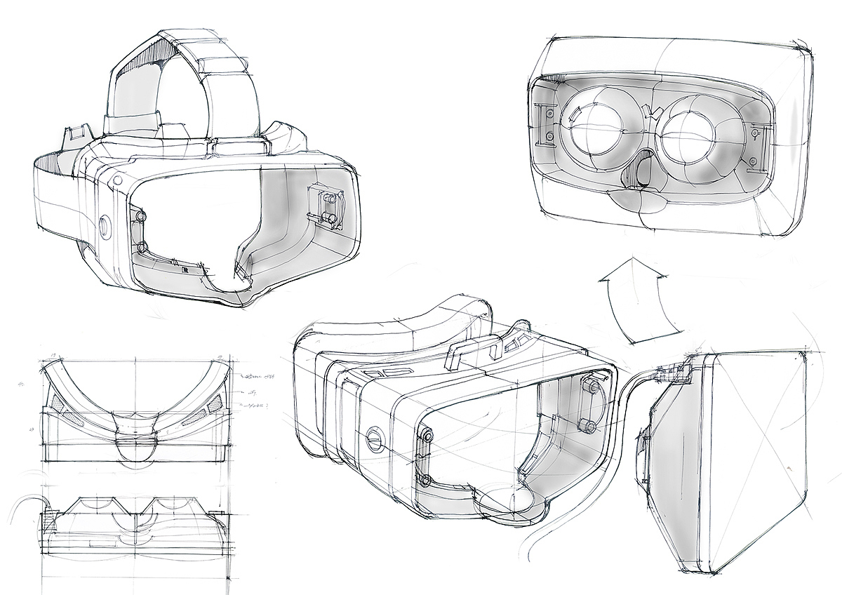 display，Headband，virtual reality，concept，Hand drawn，