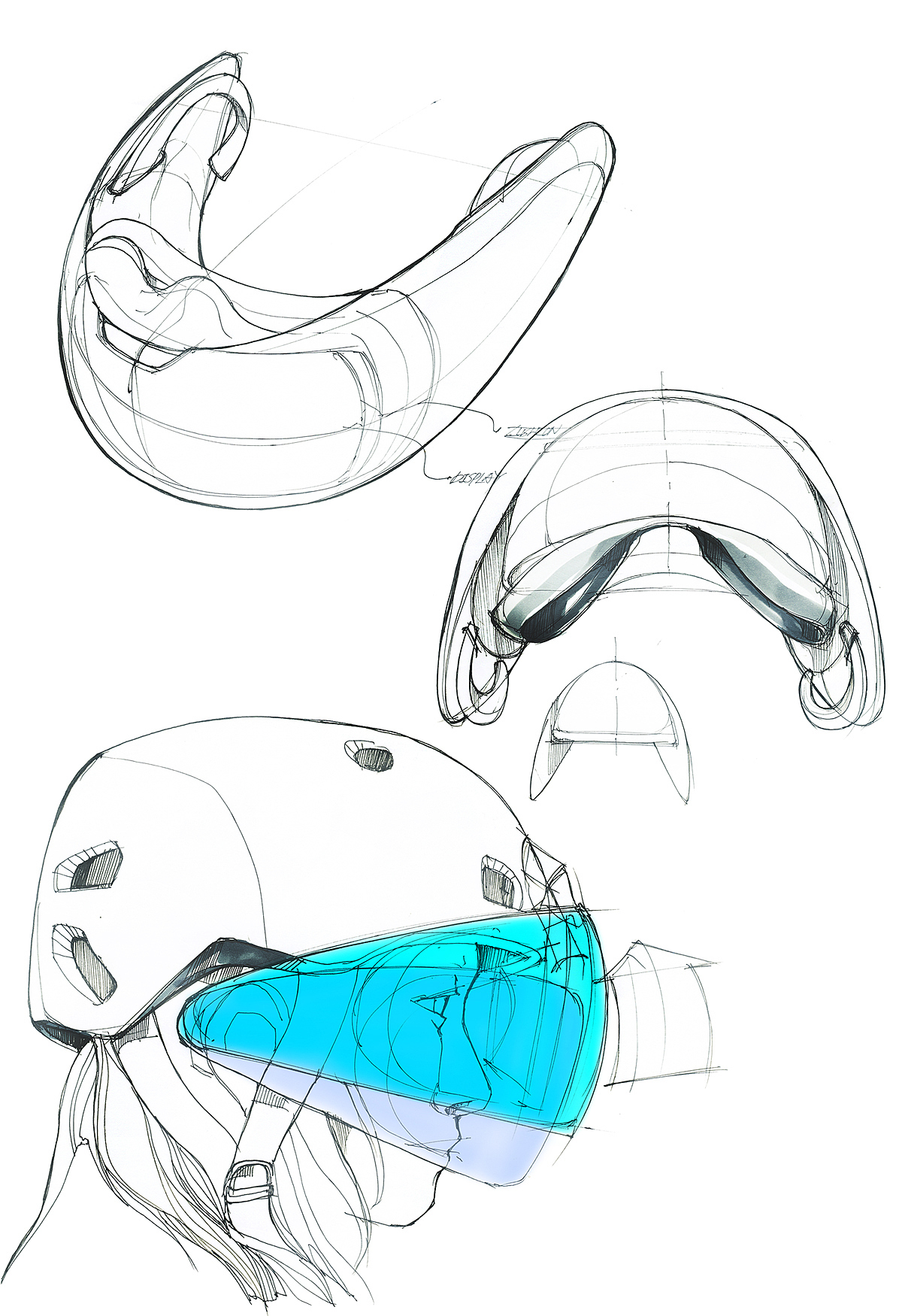 display，Headband，virtual reality，concept，Hand drawn，