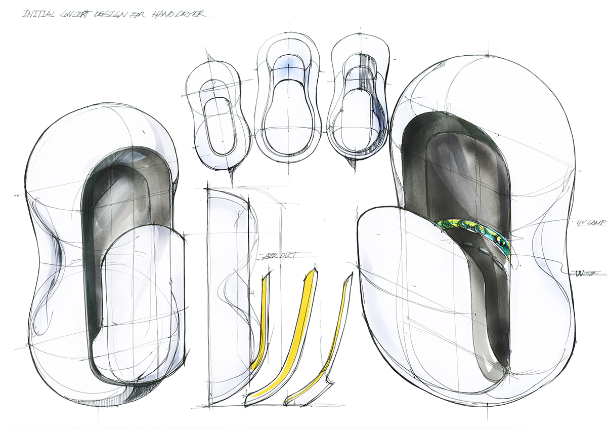 Hand dryer，concept，new type，sketch，originality，