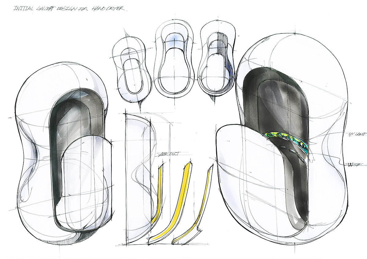 Hand dryer，concept，new type，sketch，originality，