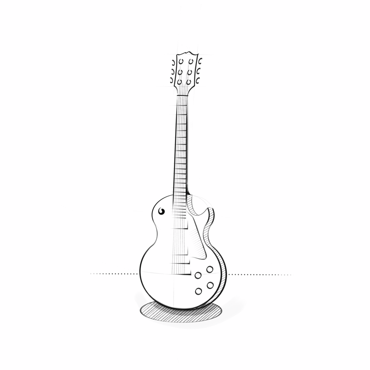 Hand drawn，illustration，industrial design，guitar，ink，