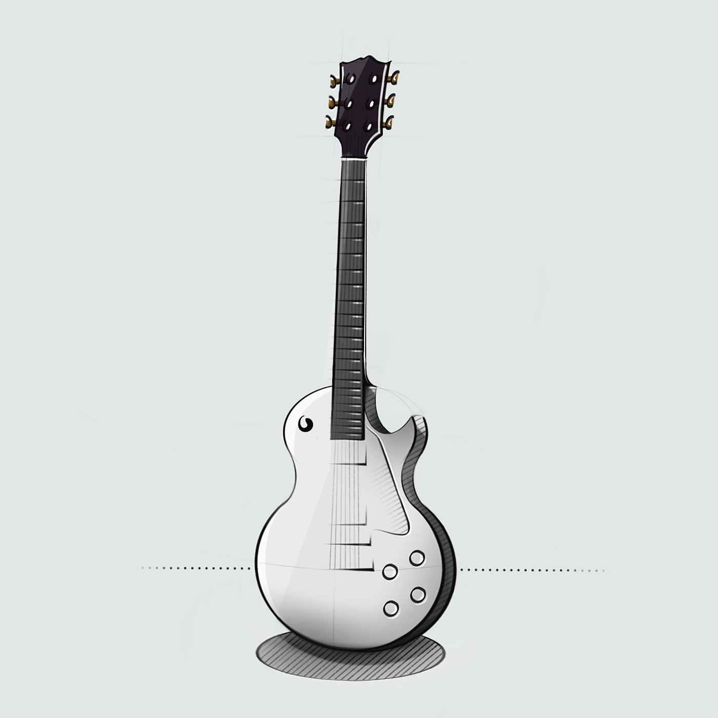 Hand drawn，illustration，industrial design，guitar，ink，