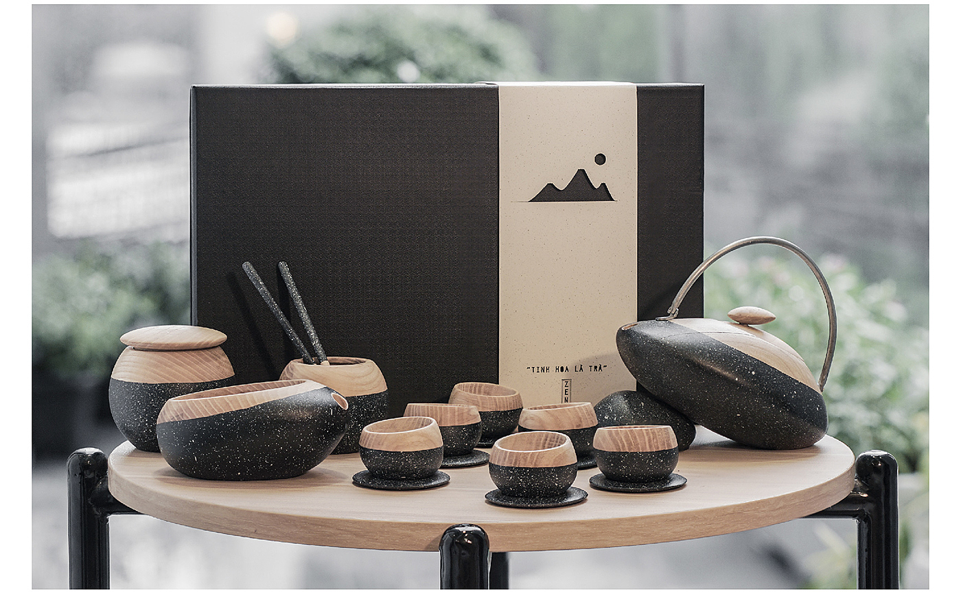 ZEN，tea set，oak，