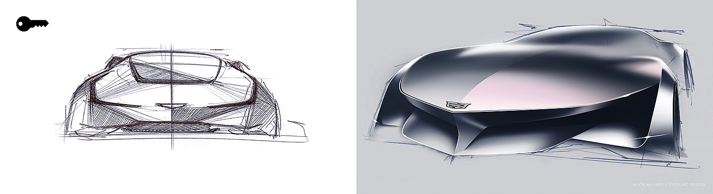 vehicle，Cadillac，Hand drawn，sketch，