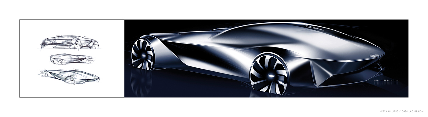 vehicle，Cadillac，Hand drawn，sketch，