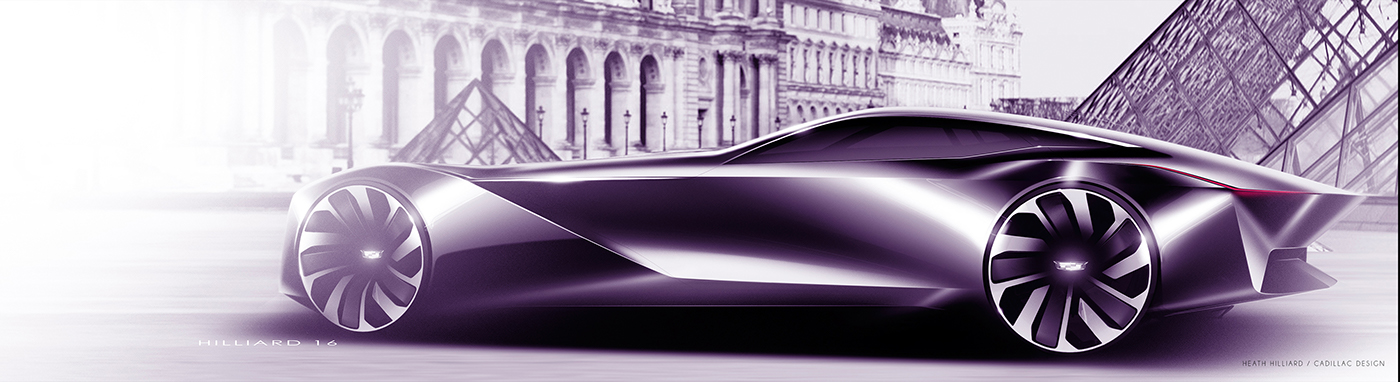 vehicle，Cadillac，Hand drawn，sketch，