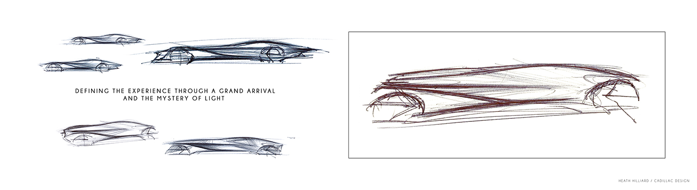 vehicle，Cadillac，Hand drawn，sketch，