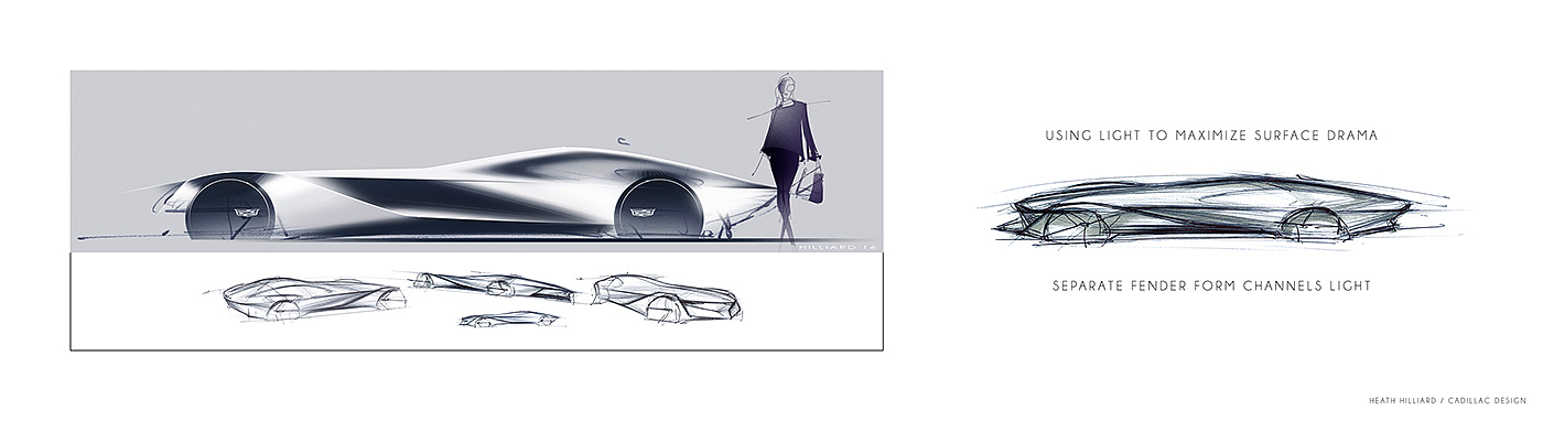 vehicle，Cadillac，Hand drawn，sketch，