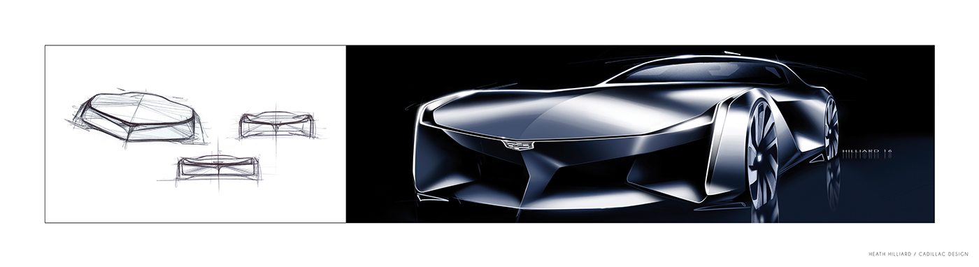 vehicle，Cadillac，Hand drawn，sketch，