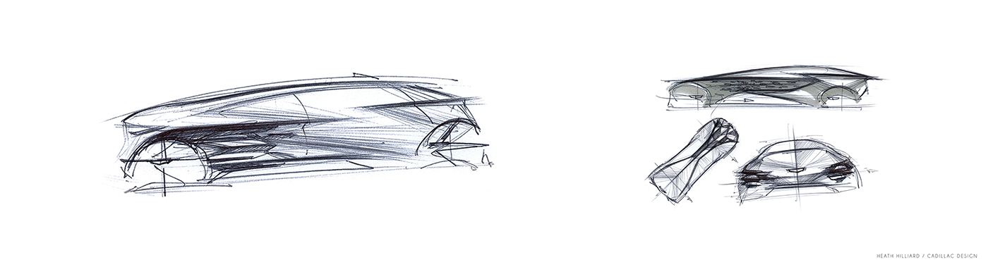 vehicle，Cadillac，Hand drawn，sketch，