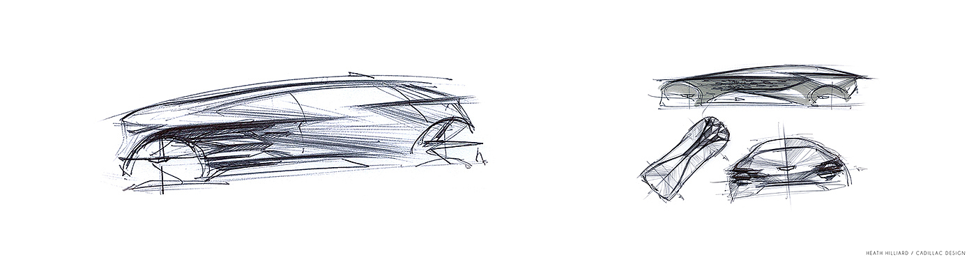 vehicle，Cadillac，Hand drawn，sketch，