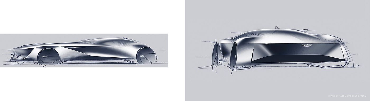 vehicle，Cadillac，Hand drawn，sketch，