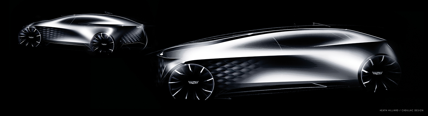 vehicle，Cadillac，Hand drawn，sketch，