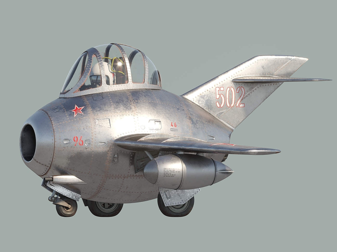 MIG，Fighter，Render，details，modeling，