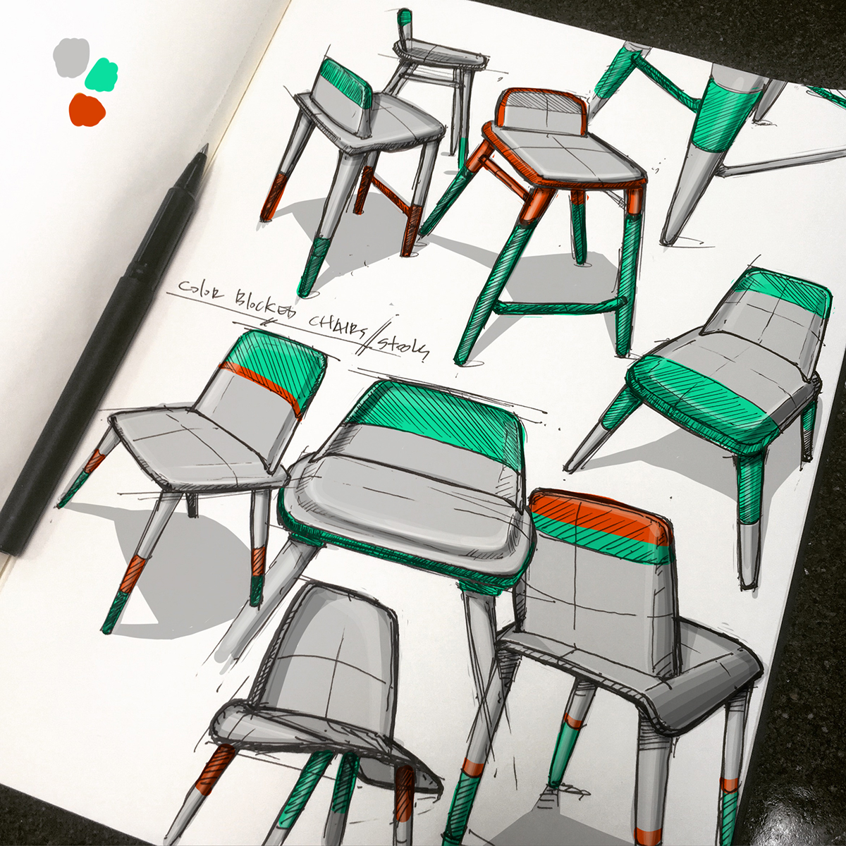 Hand drawn，chair，glove，Bicycle，package，clothes，