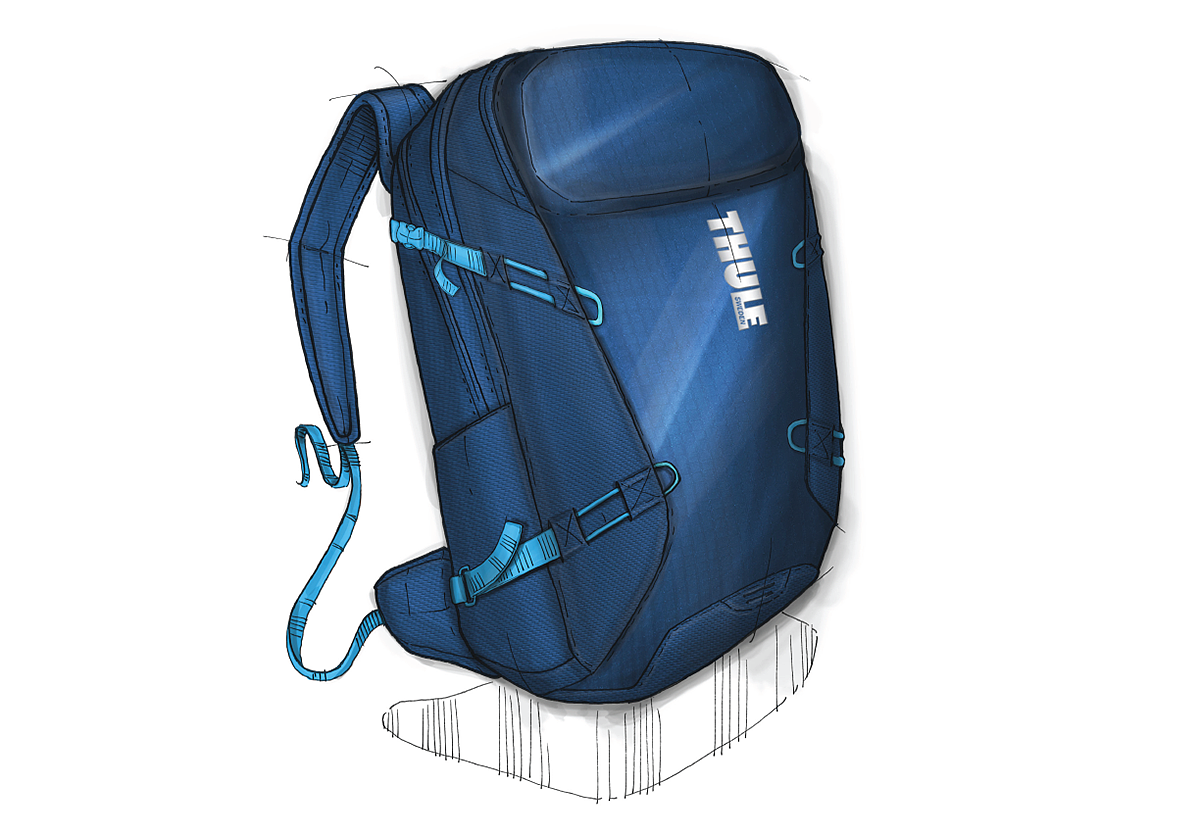 knapsack，product design，industrial design，Hand drawn，