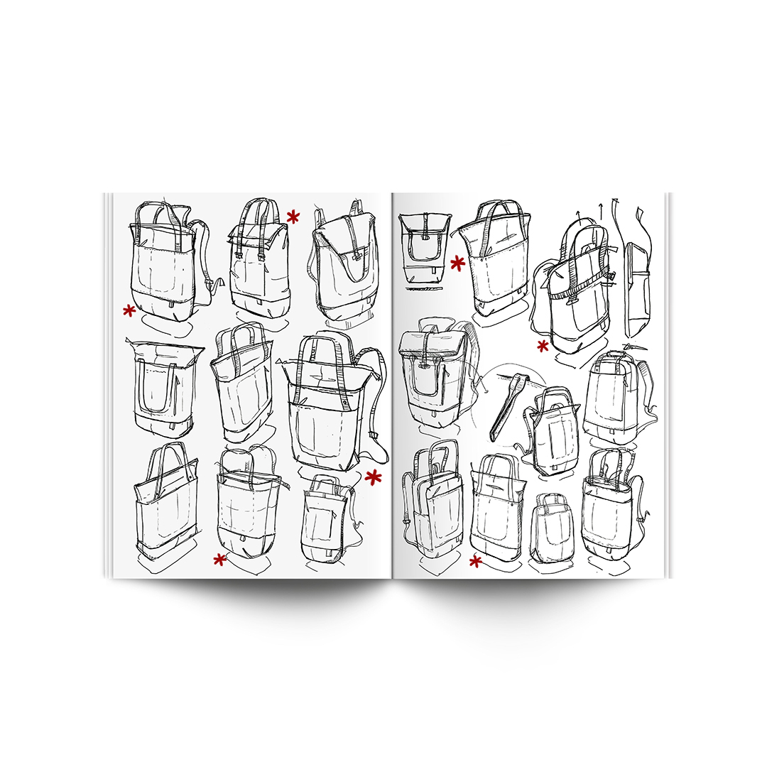 knapsack，product design，industrial design，Hand drawn，