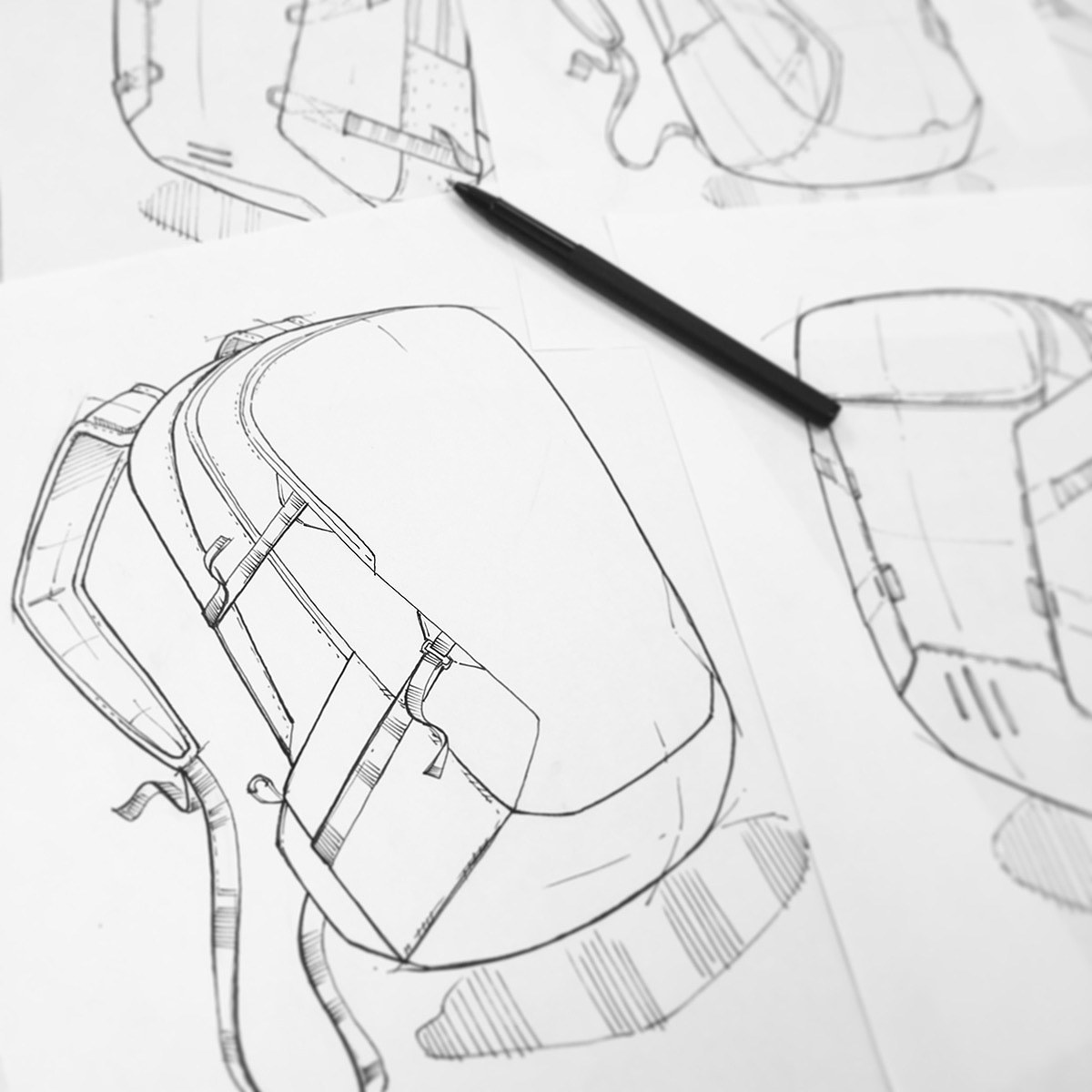 knapsack，product design，industrial design，Hand drawn，
