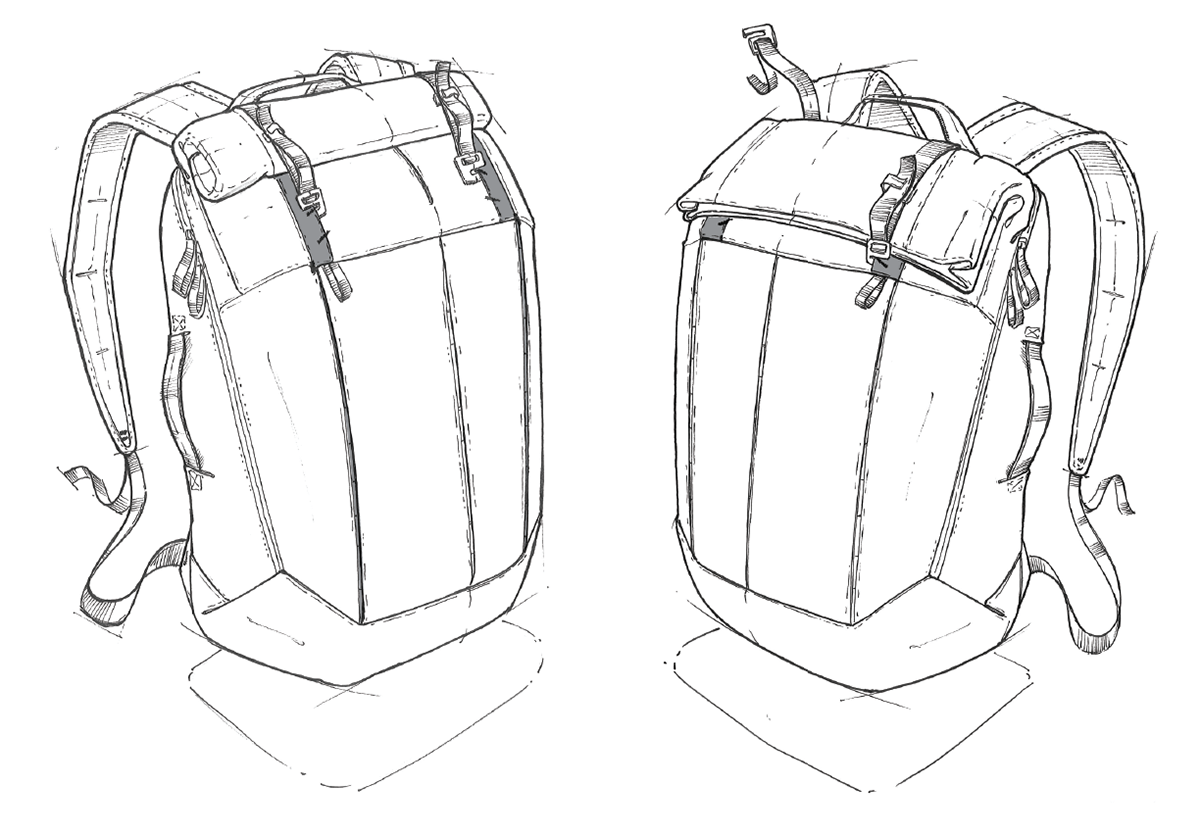knapsack，product design，industrial design，Hand drawn，