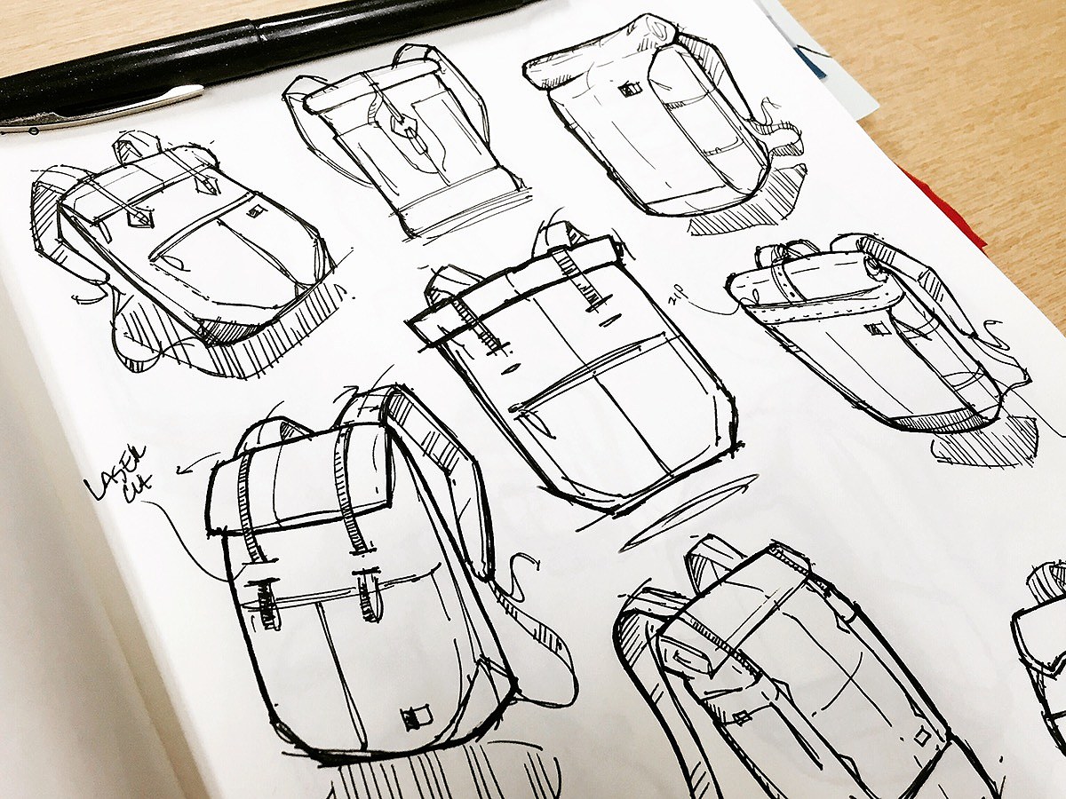 knapsack，product design，industrial design，Hand drawn，