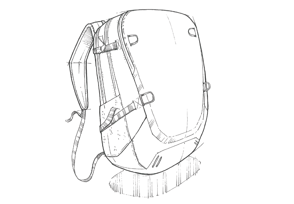 knapsack，product design，industrial design，Hand drawn，