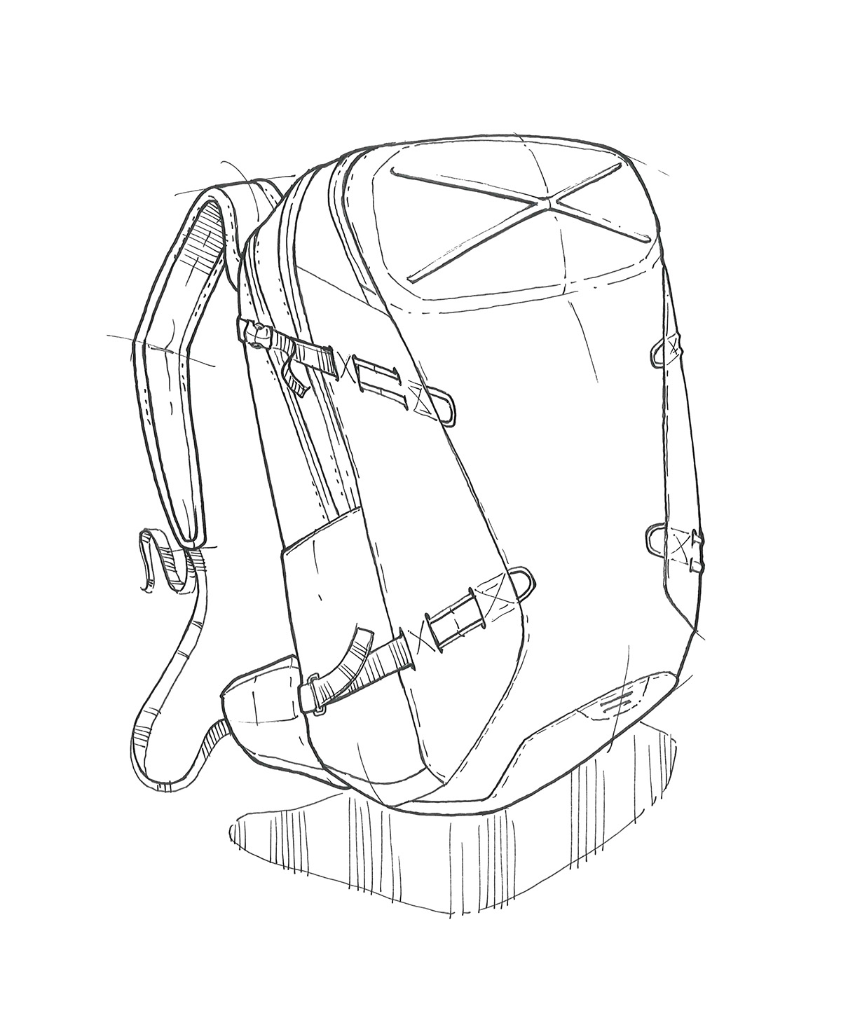 knapsack，product design，industrial design，Hand drawn，