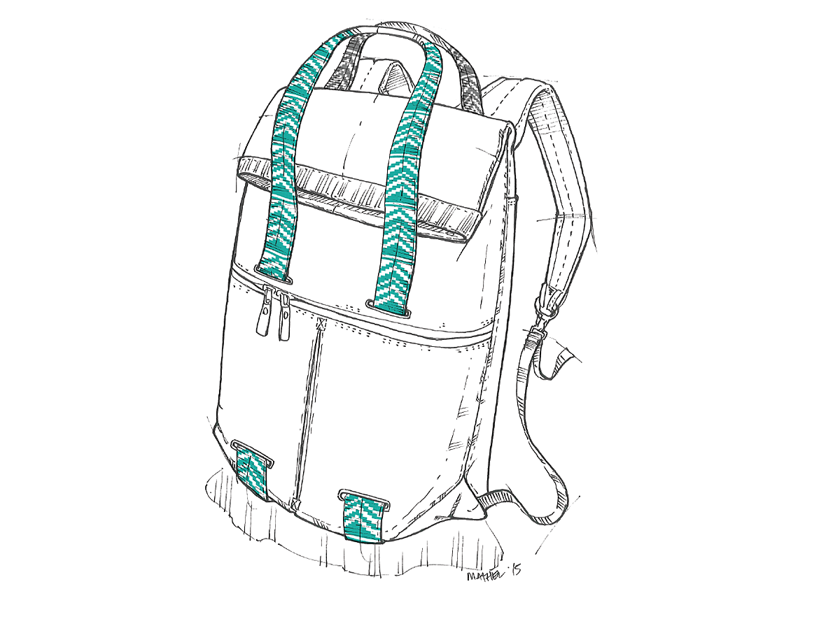 knapsack，product design，industrial design，Hand drawn，