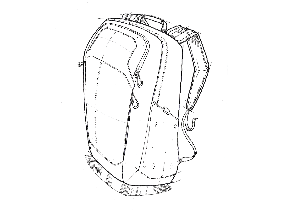 knapsack，product design，industrial design，Hand drawn，