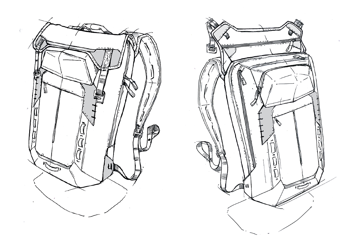 knapsack，product design，industrial design，Hand drawn，